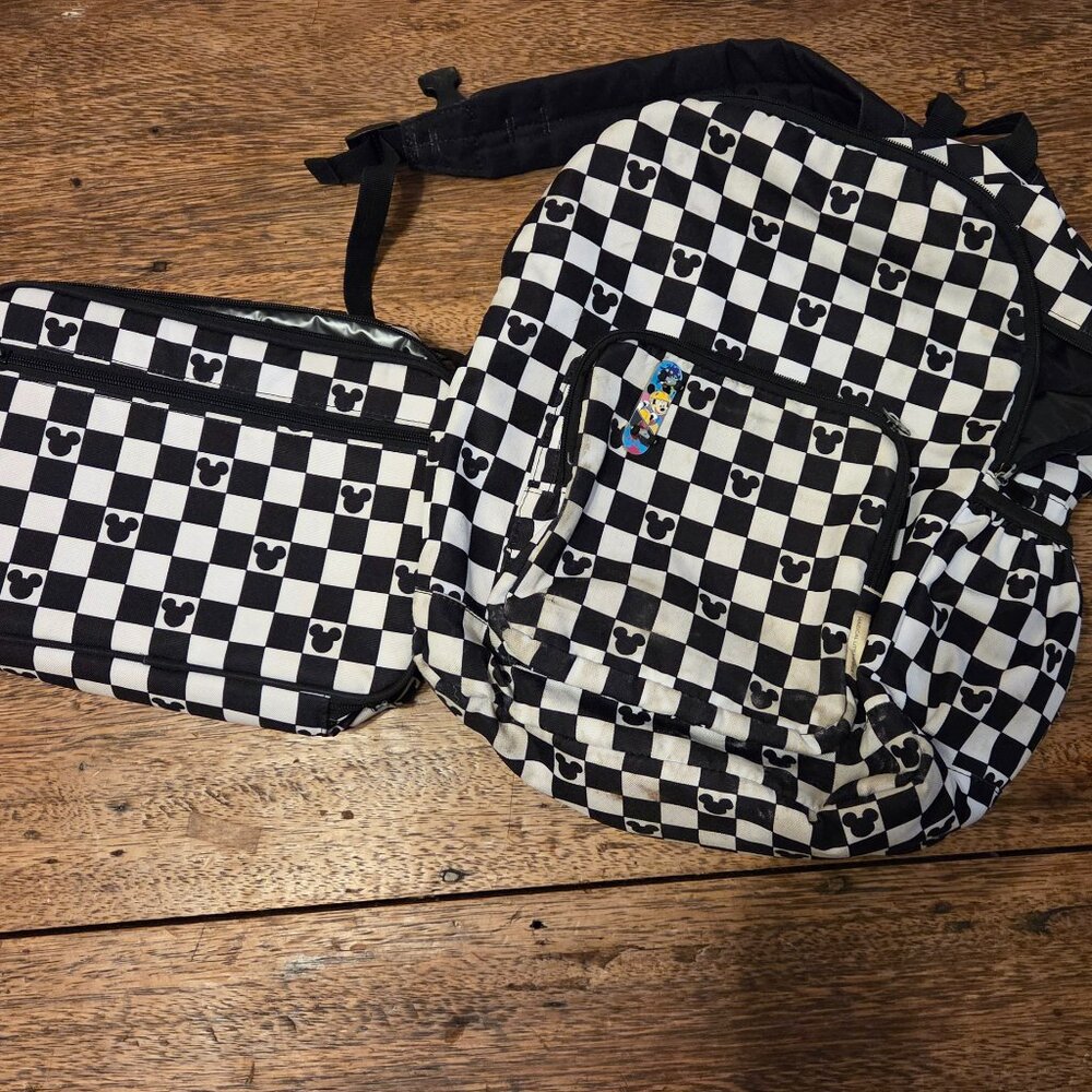 checkered Mickey Backpack and matching lunchbox